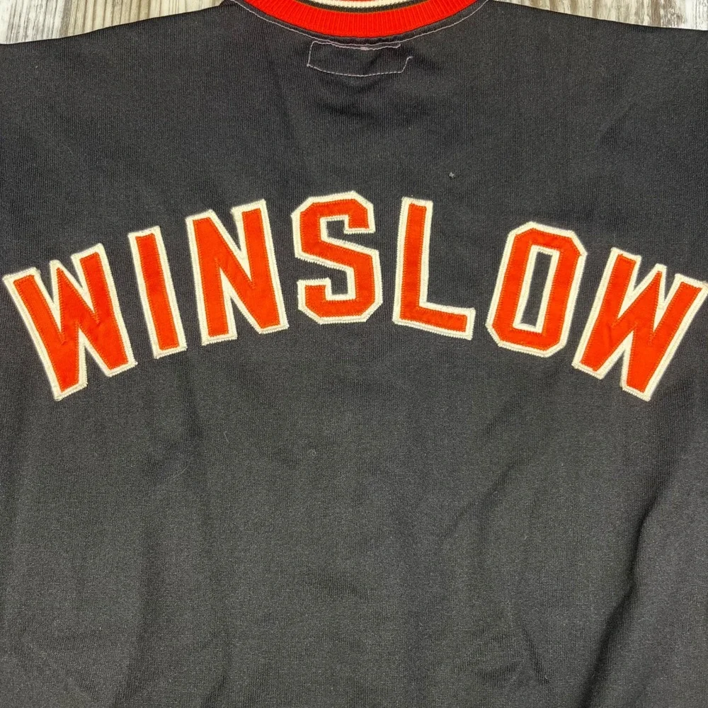 60s Vintage Russell Southern Co Winslow Athletic Jacket Black Red Snap Front S